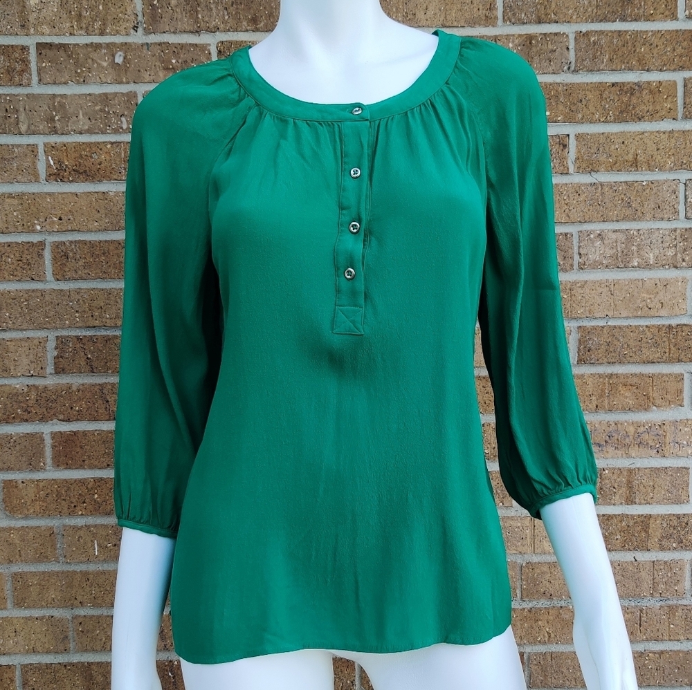 Banana Republic Green Button-Front Peasant Blouse